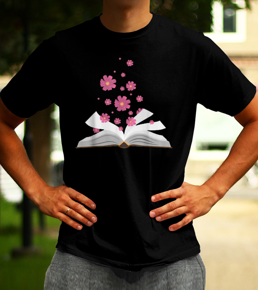 I Love The Aroma Of The Paper Reading With Blossoming Open Book And Floating Flowers T-Shirt