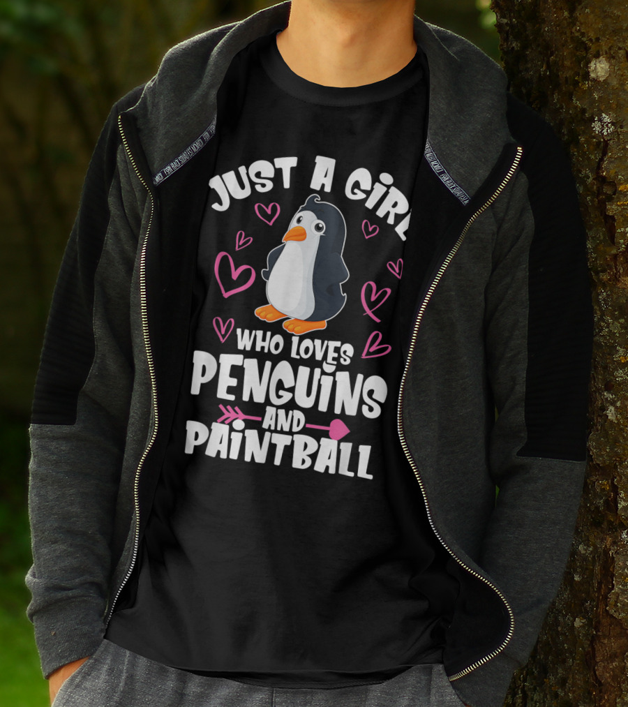 Just A Girl Who Loves Penguins And Paintball Hearts Arrow T-Shirt