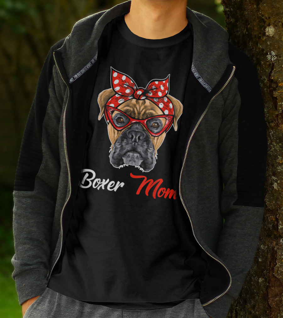 Boxer Mom Bandana Glasses T-Shirt