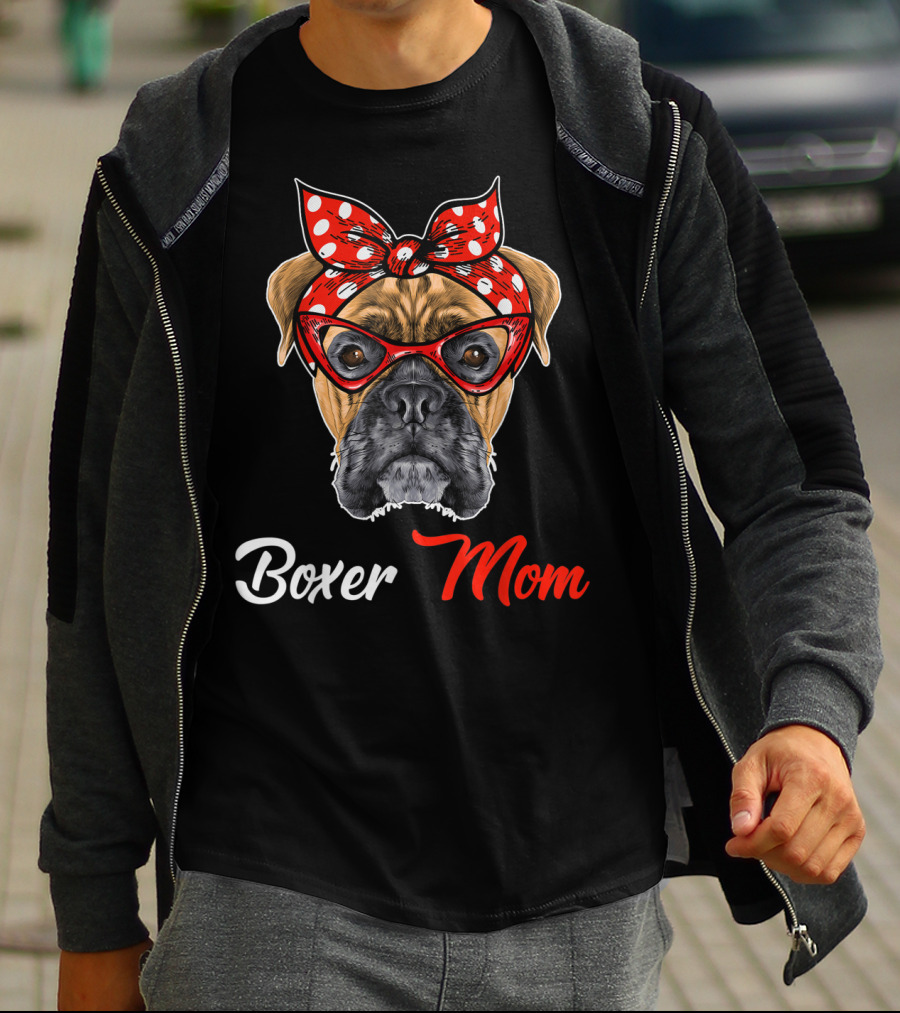 Boxer Mom Bandana Glasses T-Shirt