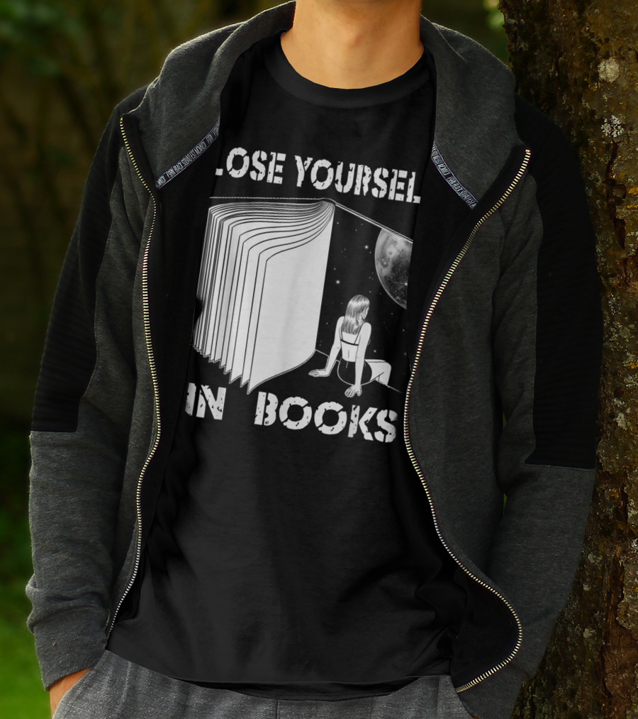 Lose Yourself In Books Reading Galaxy Escape Moon T-Shirt