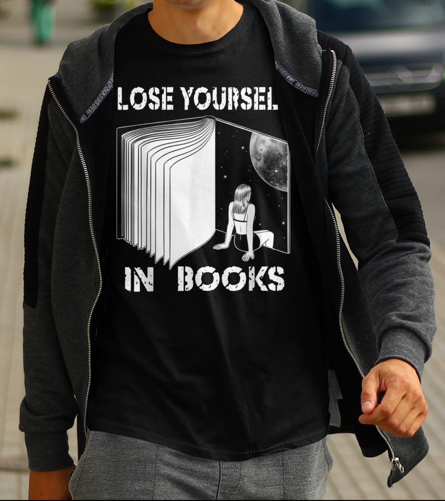 Lose Yourself In Books Reading Galaxy Escape Moon T-Shirt