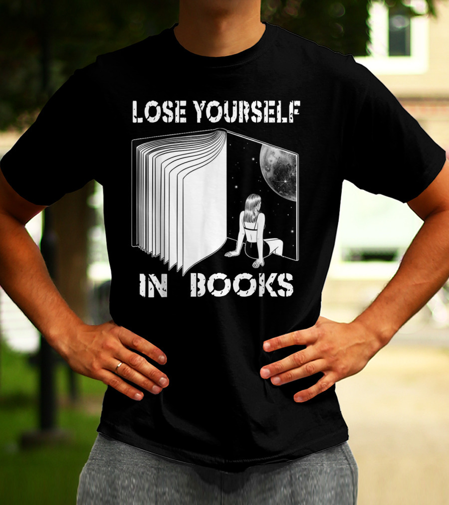 Lose Yourself In Books Reading Galaxy Escape Moon T-Shirt