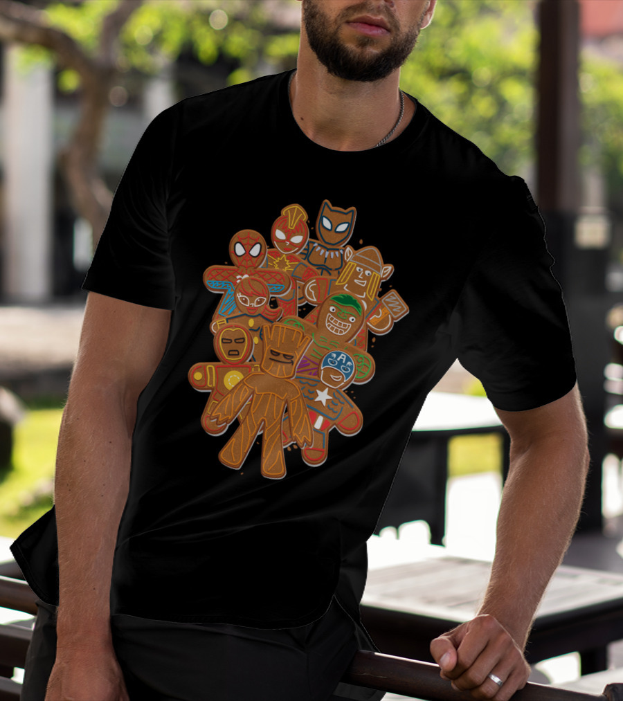 Marvel Avengers Superhero Gingerbread Cookie Cluster T-Shirt