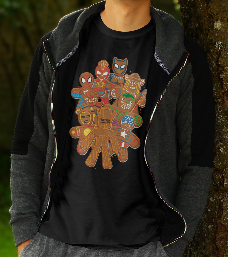 Marvel Avengers Superhero Gingerbread Cookie Cluster T-Shirt
