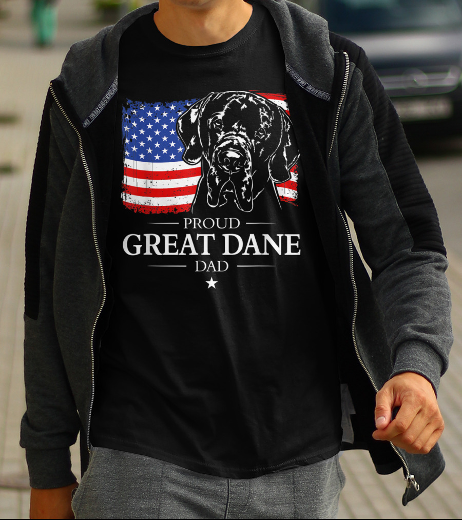 Proud Great Dane Dad With American Flag T-Shirt