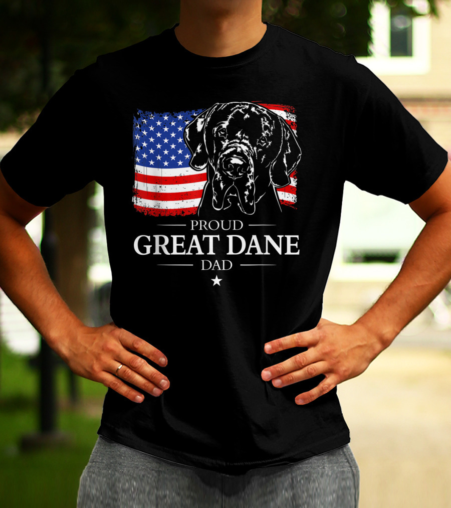 Proud Great Dane Dad With American Flag T-Shirt