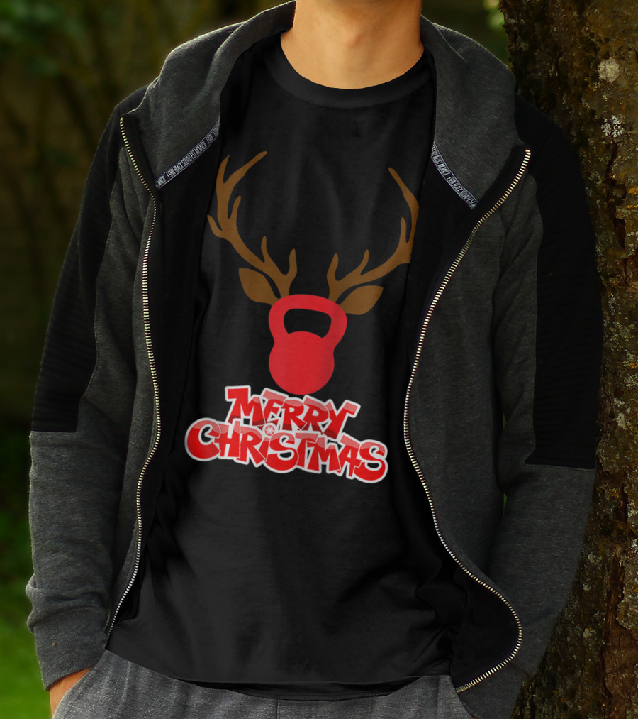 Merry Christmas Antlers Kettlebell T-Shirt