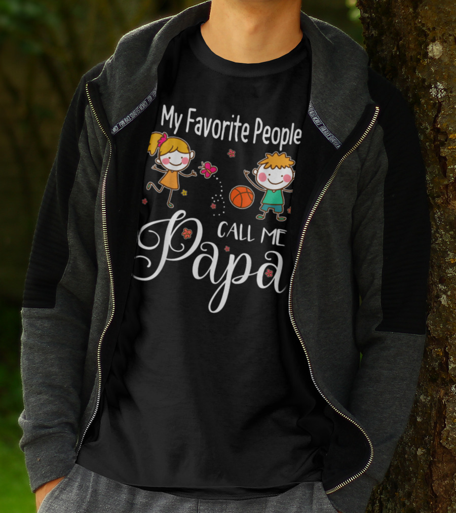 My Favorite People Call Me Papa With Kids And Basketball T-Shirt