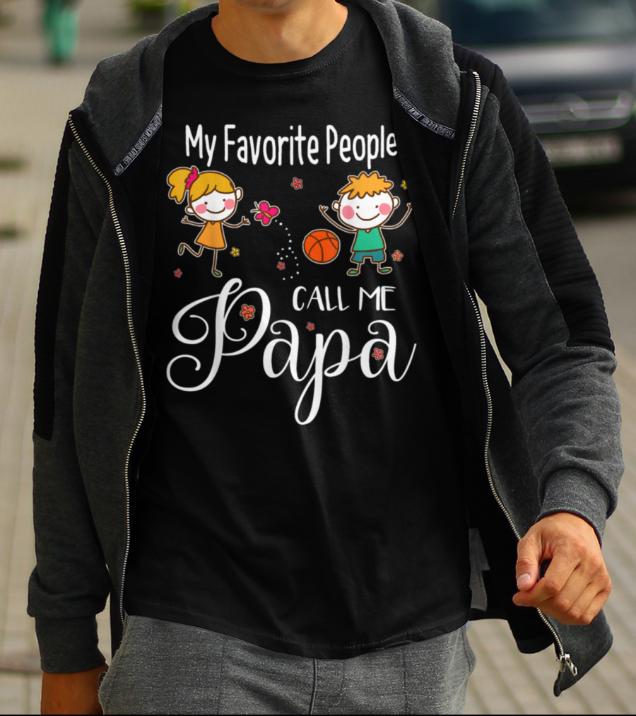 My Favorite People Call Me Papa With Kids And Basketball T-Shirt
