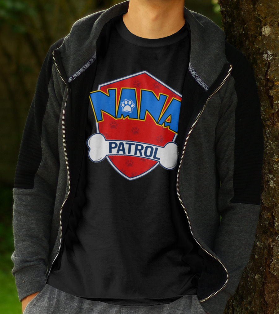 Nana Patrol Paw Badge Shield T-Shirt