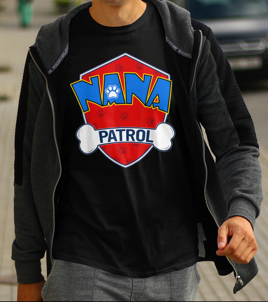 Nana Patrol Paw Badge Shield T-Shirt