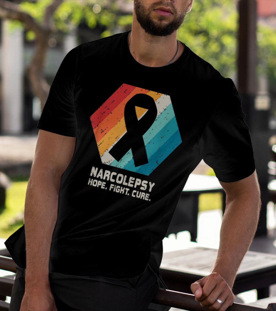 Narcolepsy Hope Fight Cure Ribbon Retro Awareness T-Shirt