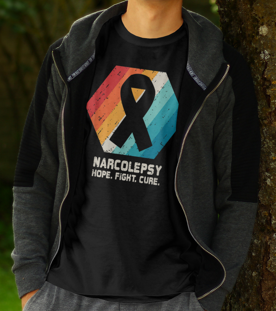 Narcolepsy Hope Fight Cure Ribbon Retro Awareness T-Shirt