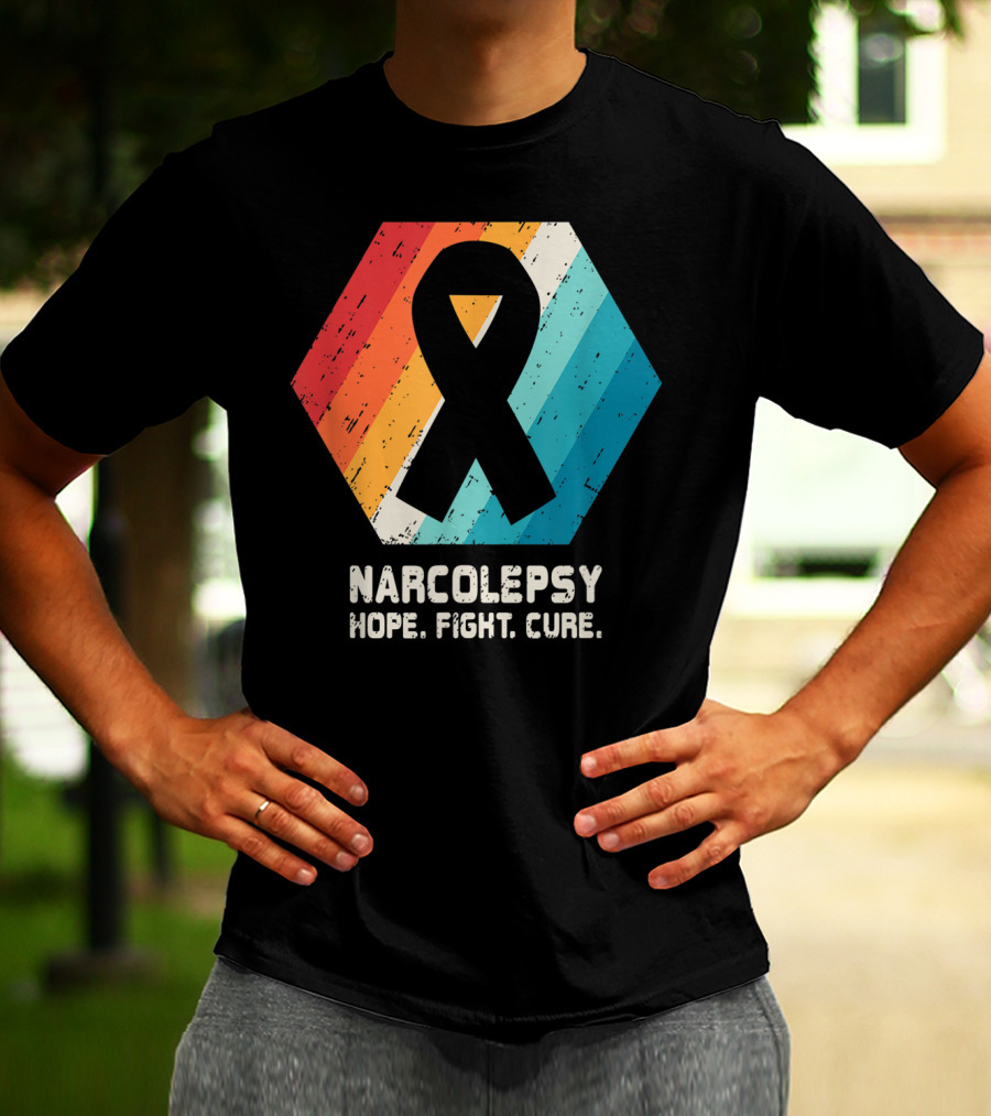Narcolepsy Hope Fight Cure Ribbon Retro Awareness T-Shirt
