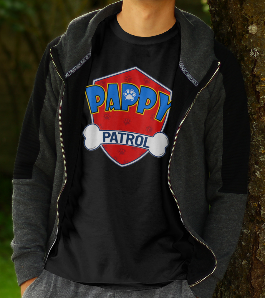 Pappy Patrol Paw Shield With Bone Badge T-Shirt