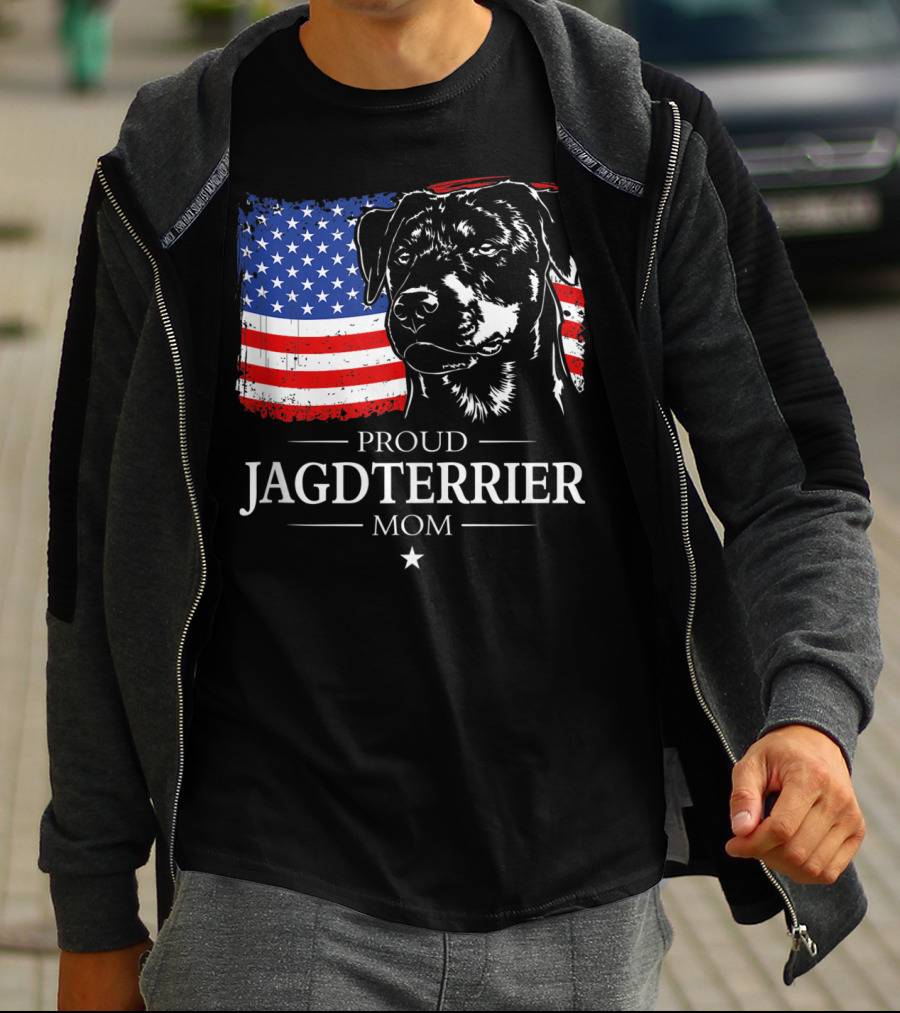 Proud Jagdterrier Mom American Flag T-Shirt