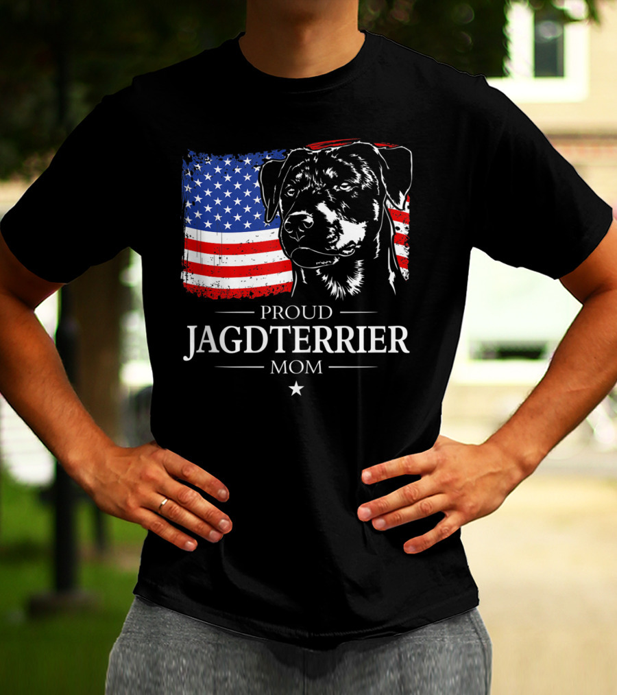 Proud Jagdterrier Mom American Flag T-Shirt