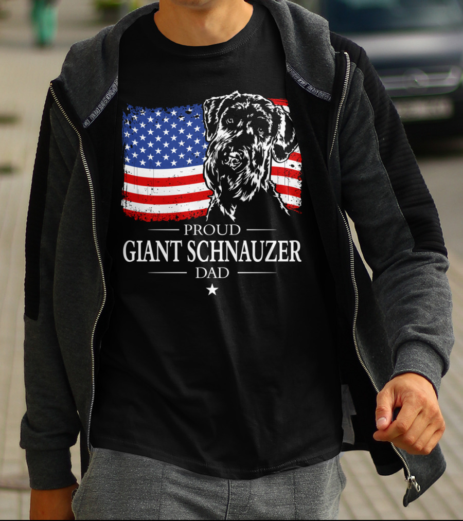 Proud Giant Schnauzer Dad American Flag T-Shirt