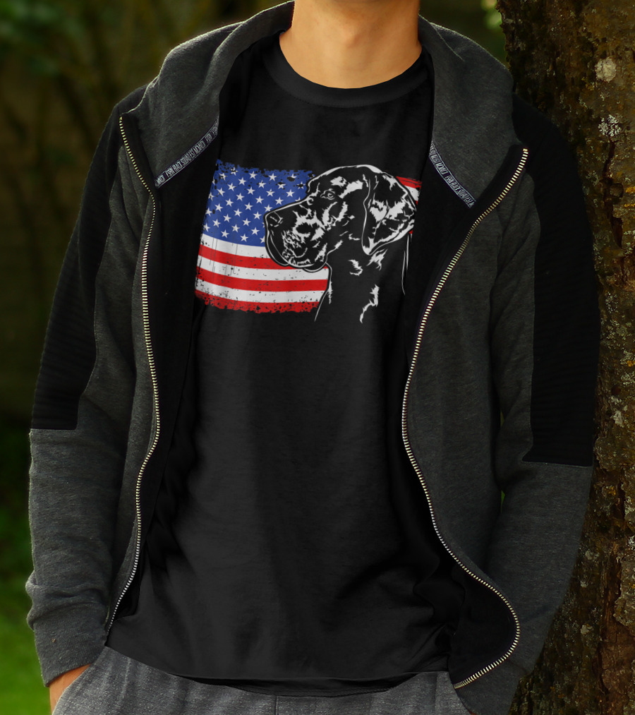 Great Dane American Flag Patriotic Pride T-Shirt