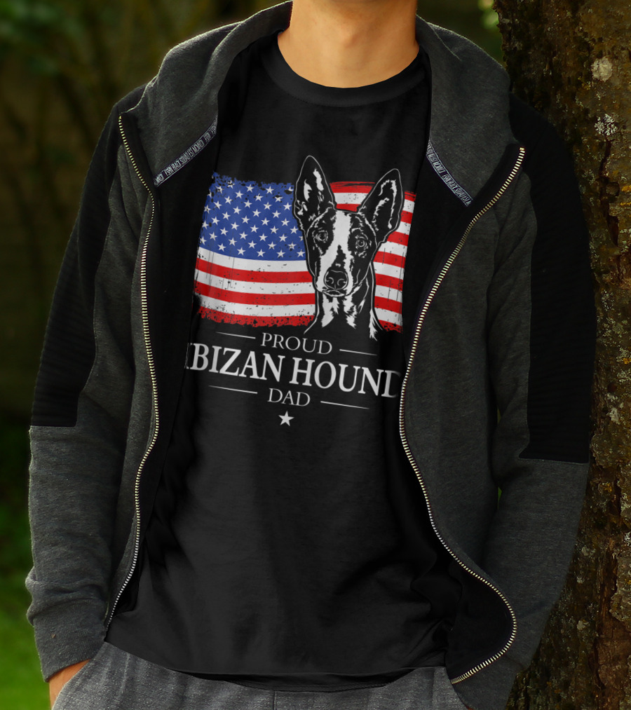 Proud Ibizan Hound Dad American Flag T-Shirt