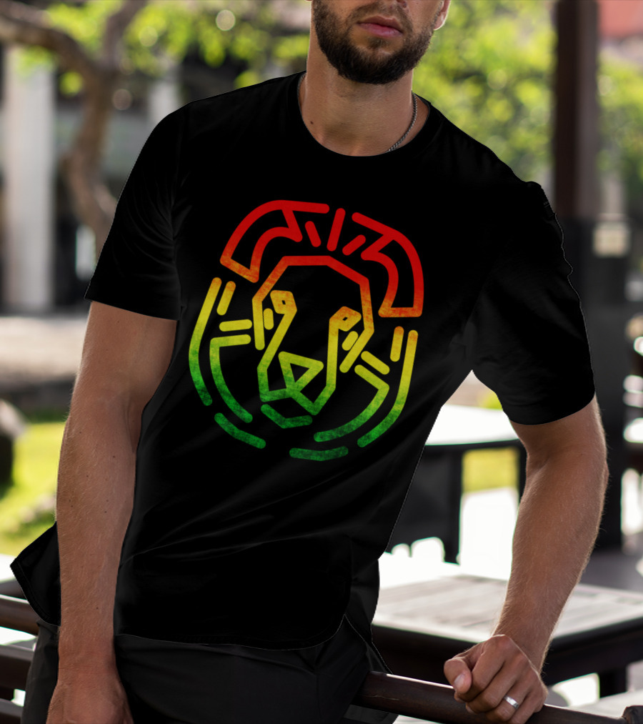 Rasta Flag Reggae Lion Jamaica Geometric T-Shirt