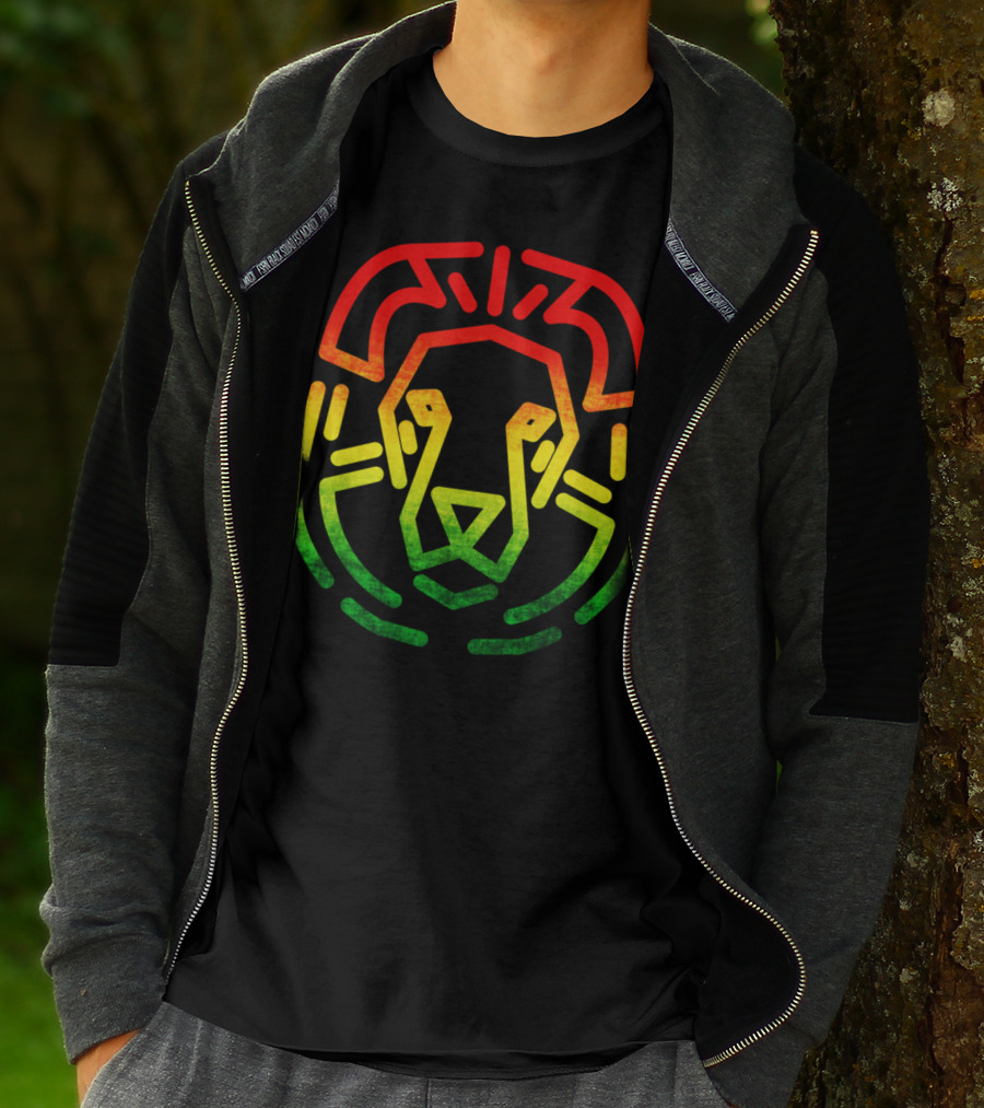 Rasta Flag Reggae Lion Jamaica Geometric T-Shirt
