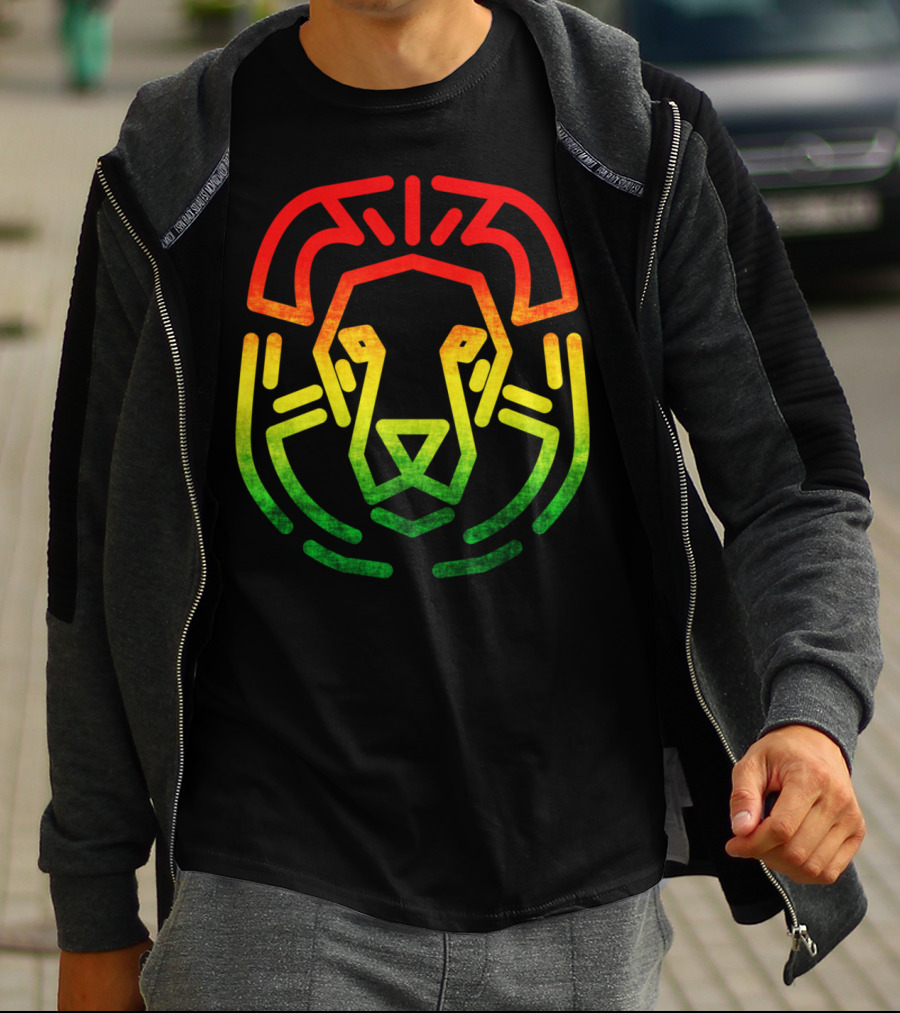 Rasta Flag Reggae Lion Jamaica Geometric T-Shirt