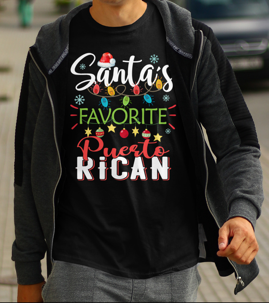 Santa's Favorite Puerto Rican Christmas Lights Festive T-Shirt