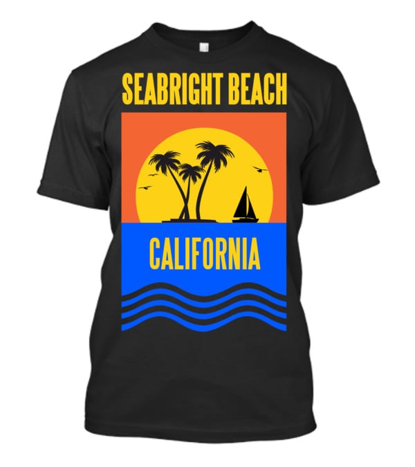 Seabright Beach California Sunset Palm Trees Sailboat Vacation T-Shirt