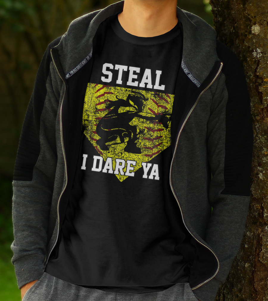 Steal I Dare Ya Softball Catcher Player T-Shirt