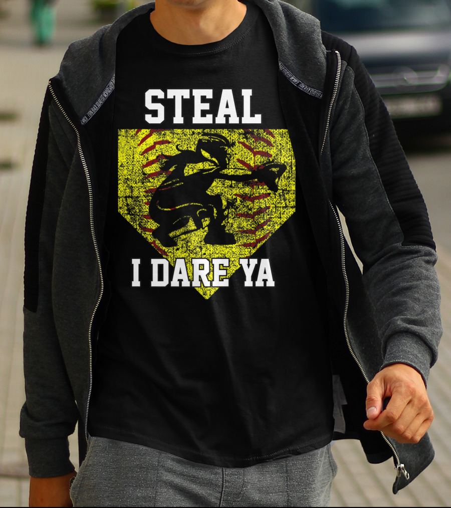 Steal I Dare Ya Softball Catcher Player T-Shirt