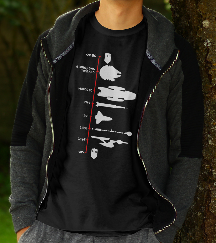 A Long, Long Time Ago Spaceship Timeline Science Fiction Rocket T-Shirt