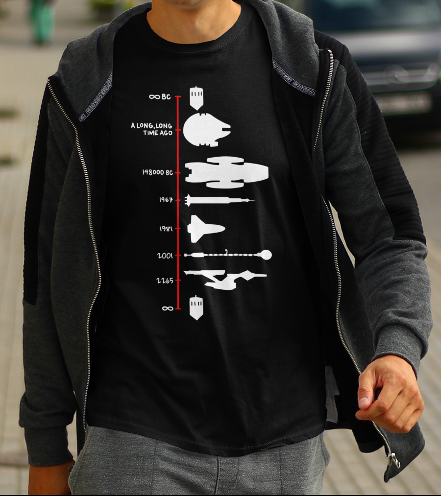 A Long, Long Time Ago Spaceship Timeline Science Fiction Rocket T-Shirt