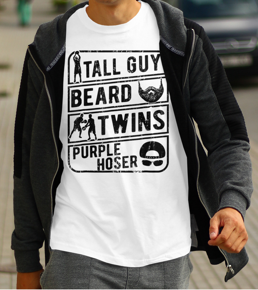 Tall Guy Beard Dude Perfect Twins Purple Hoser T-Shirt