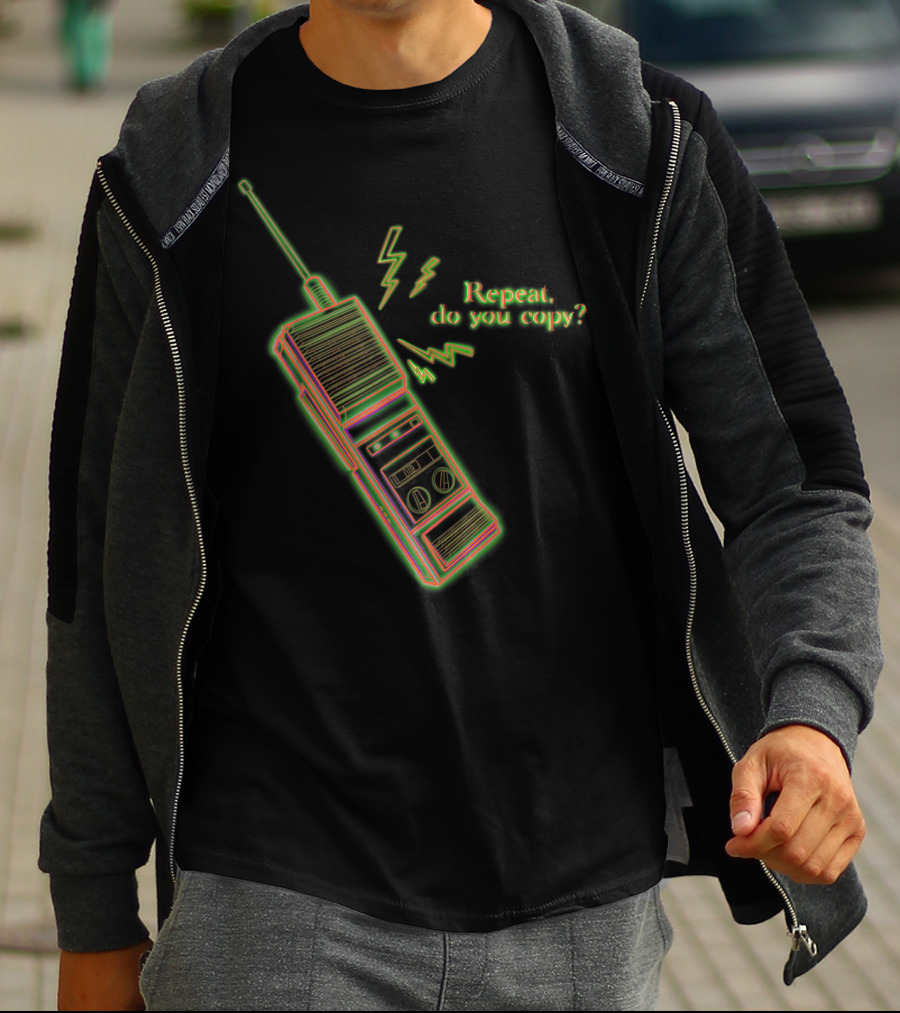 Vintage 80s Stranger Walkie Talkie Repeat Do You Copy T-Shirt