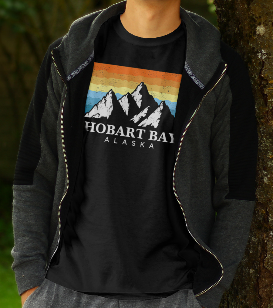 Hobart Bay Alaska Mountain Retro Vintage Landscape T-Shirt