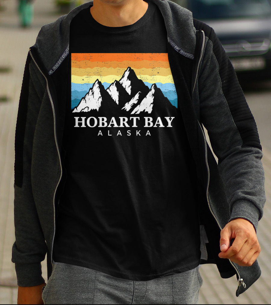 Hobart Bay Alaska Mountain Retro Vintage Landscape T-Shirt