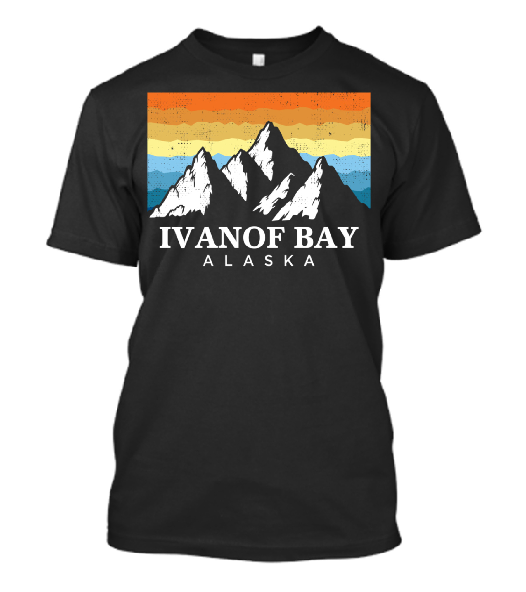 Ivanof Bay Alaska Vintage Mountain Hiking Retro Sunset T-Shirt