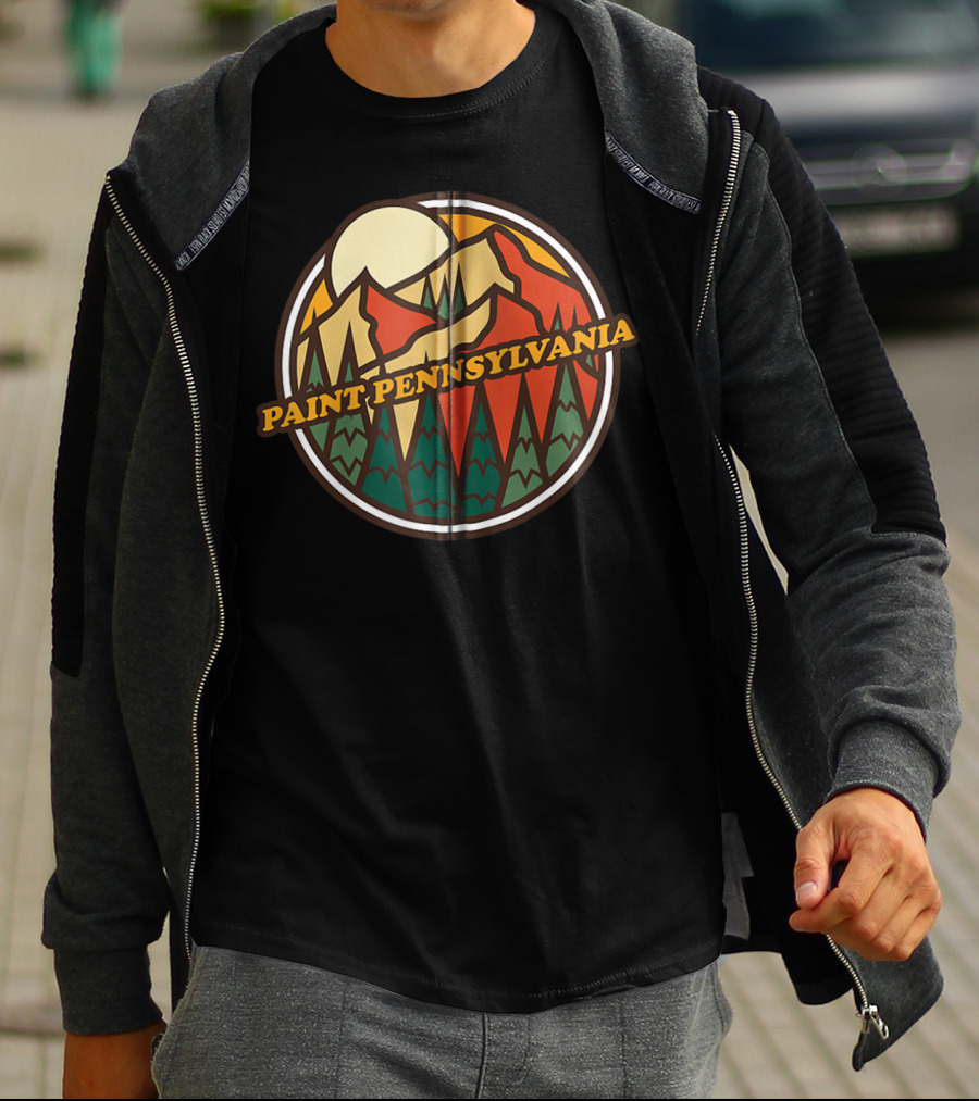 Paint Pennsylvania Vintage Mountain Hiking Adventure Sunset T-Shirt