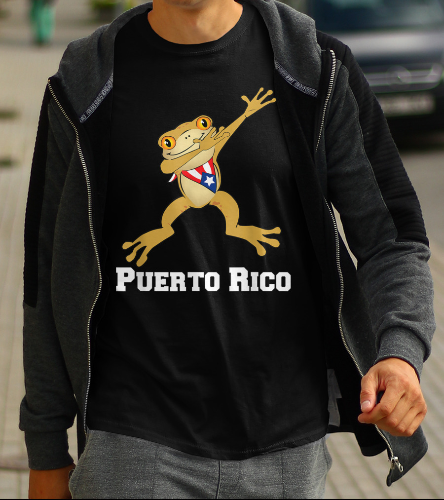 Dabbing Coqui Frog Puerto Rico Flag T-Shirt