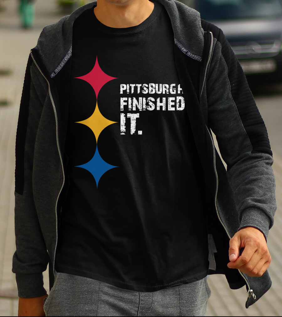 Pittsburgh Finished It Funny Steelers Logo Colors T-Shirt
