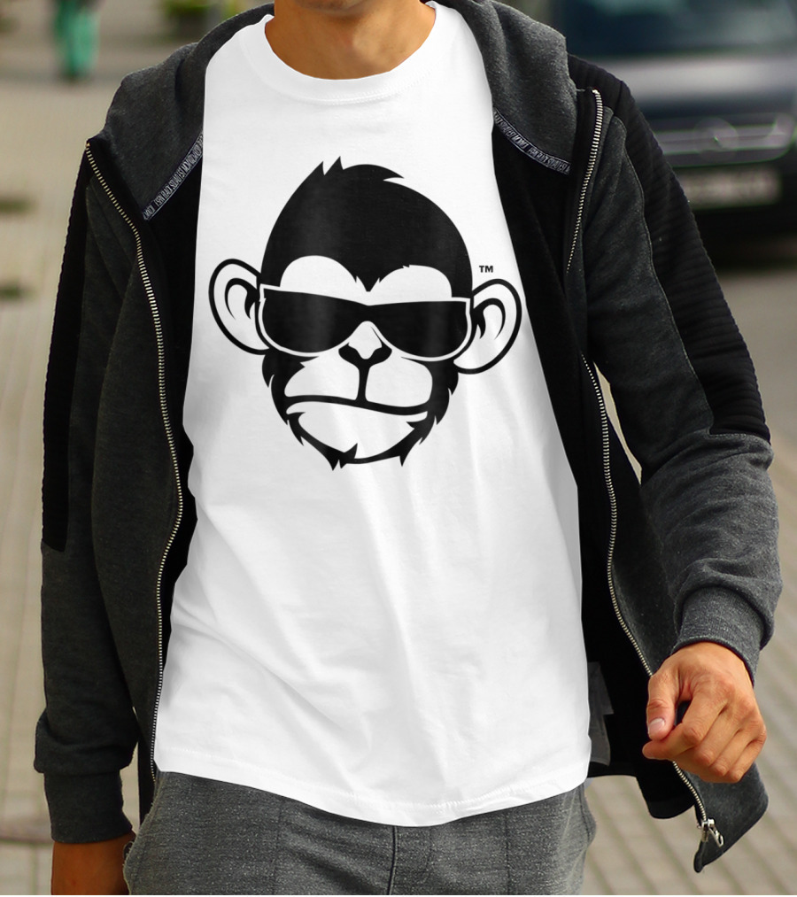 Fuzewear Monkey Face Sunglasses Cool Black T-Shirt