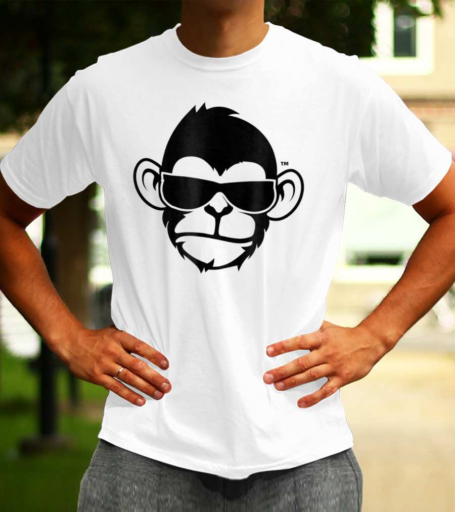 Fuzewear Monkey Face Sunglasses Cool Black T-Shirt