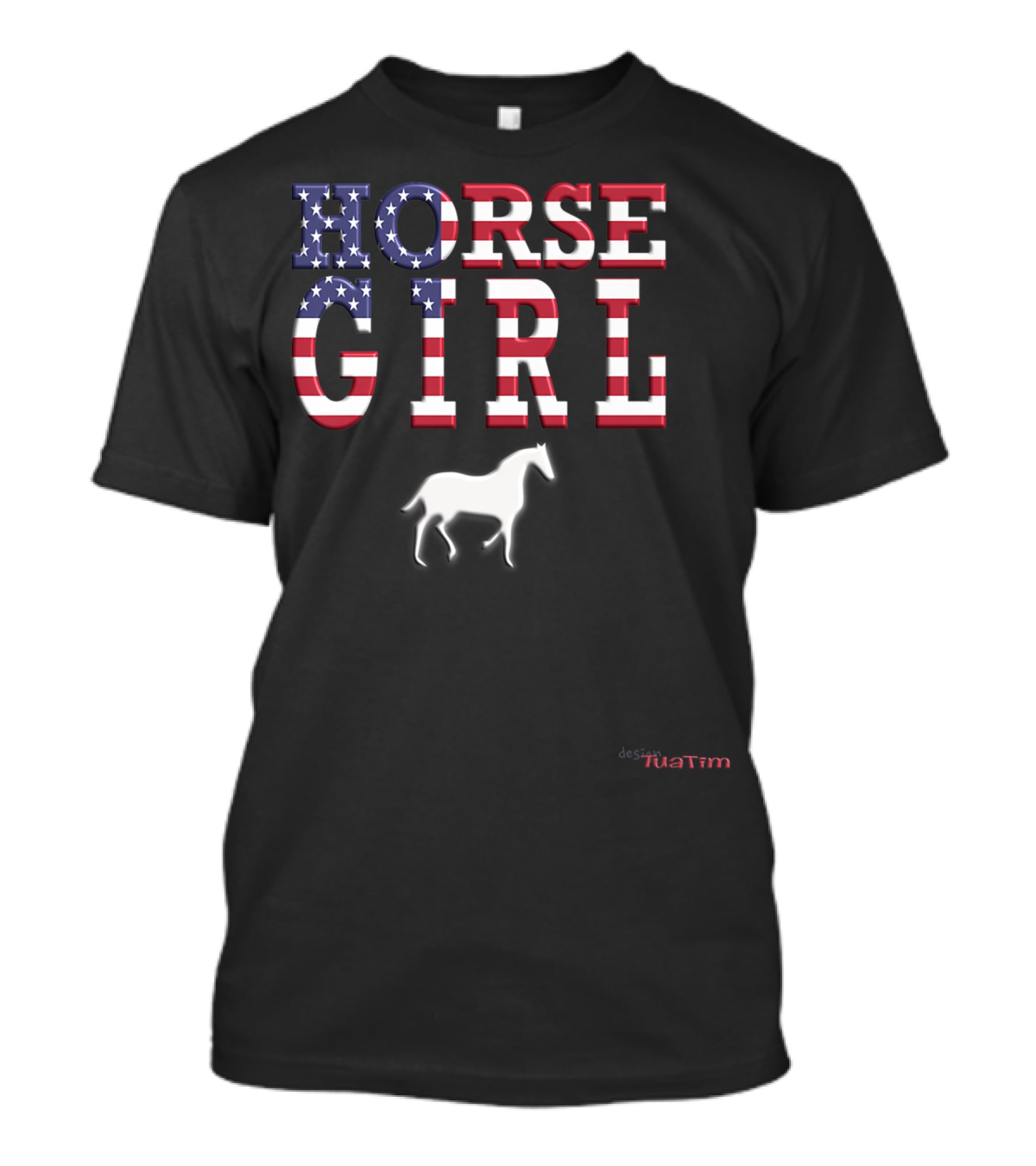 Horse Girl Usa Flag Tuatim T-Shirt