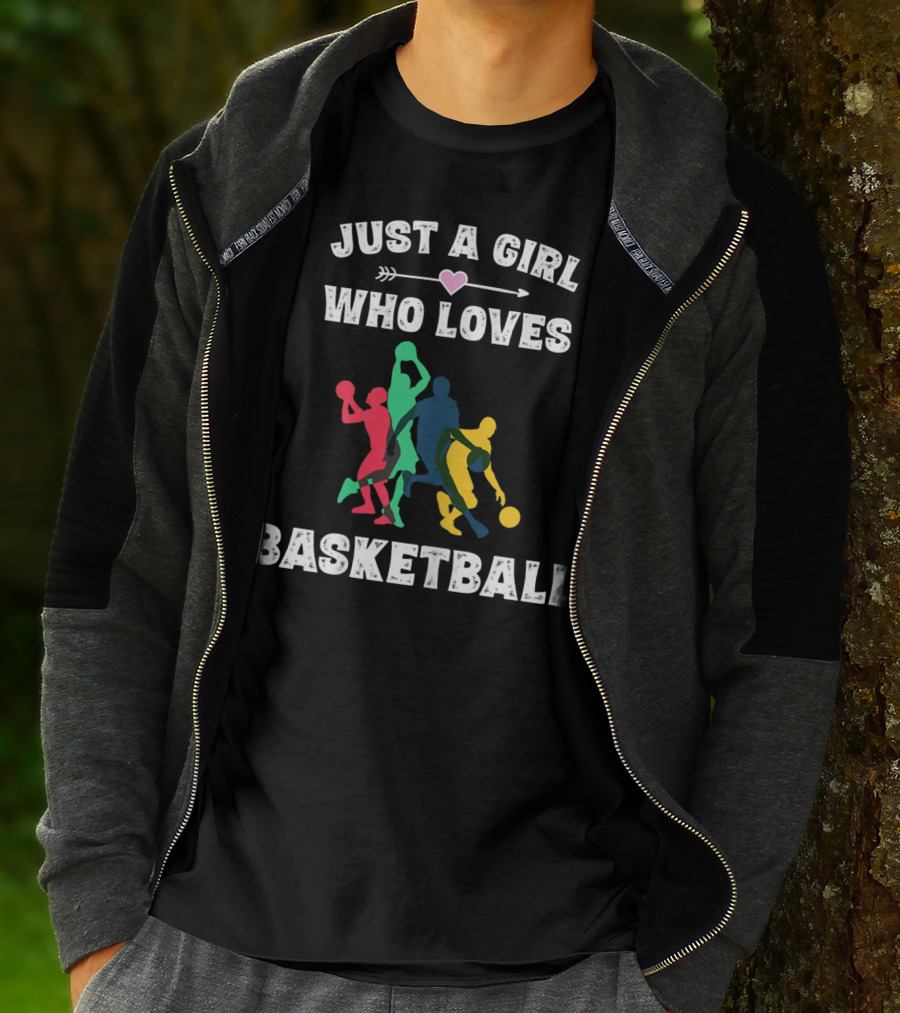 Just A Girl Who Loves Basketball Players In Colorful T-Shirt