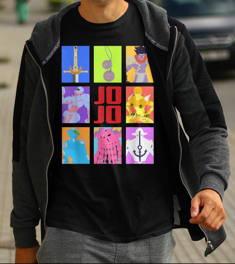 JOJO's Bizarre Adventure Iconic Character And Stand Panels Collection T-Shirt