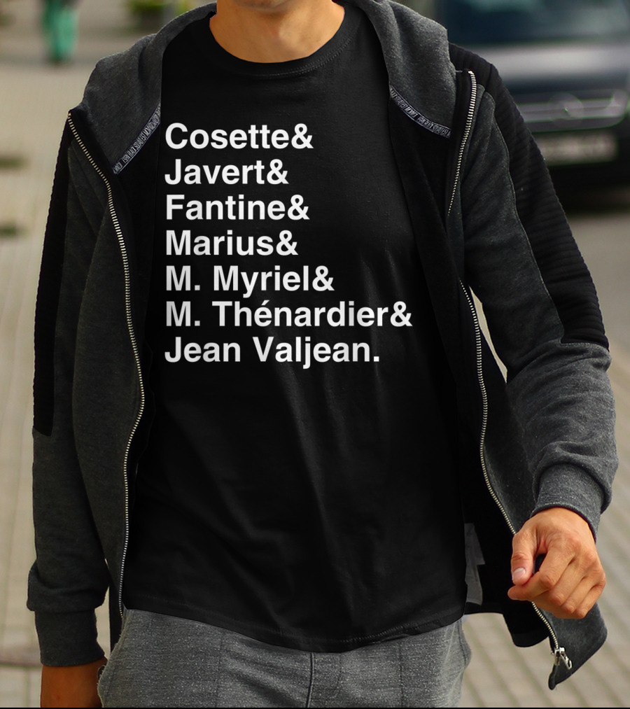 Les Miserables Cosette Javert Fantine Marius Myriel Thénardier Jean Valjean Character List T-Shirt