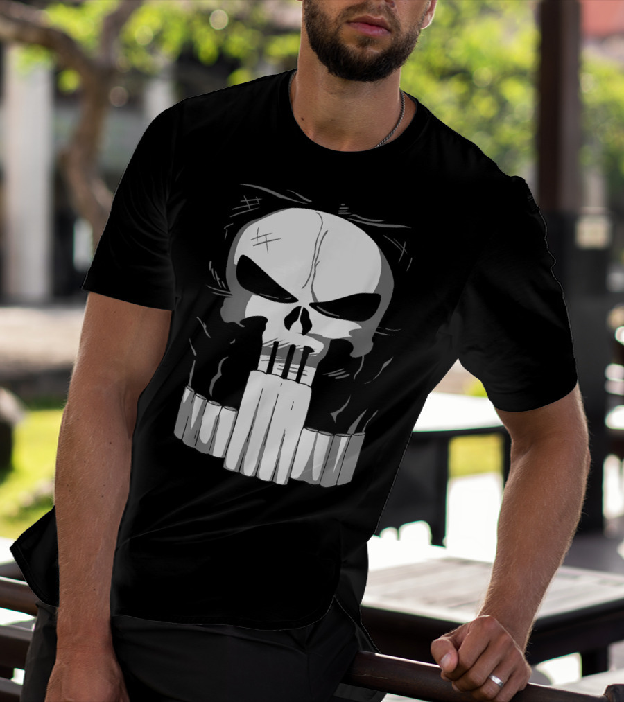 Marvel Punisher Skull With Bullet Teeth T-Shirt