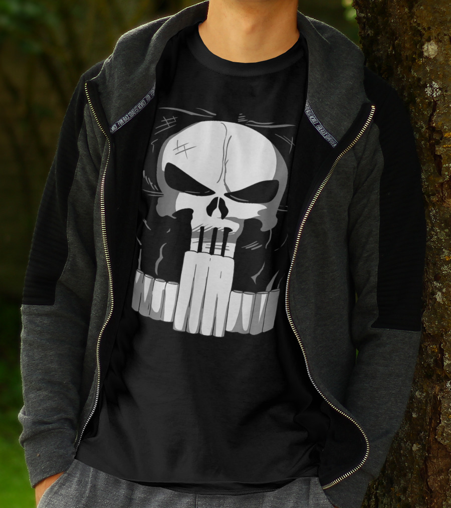 Marvel Punisher Skull With Bullet Teeth T-Shirt